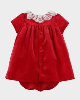 Girl's Velvet Float Dress with Bloomers, Size 6M-24M