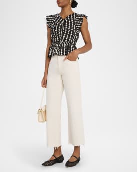 Cali Flutter-Sleeve Peplum Blouse