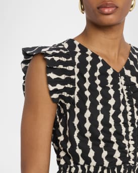 Cali Flutter-Sleeve Peplum Blouse