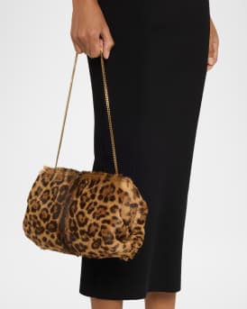 Pouch Clutch Bag in Leopard-Print Calf Hair