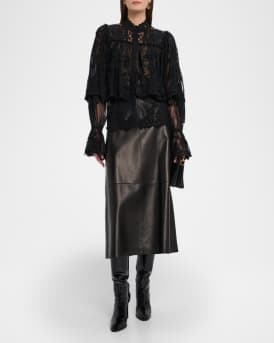 Kaylor Layered Embroidered Mesh Blouse