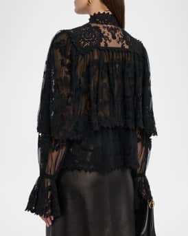 Kaylor Layered Embroidered Mesh Blouse