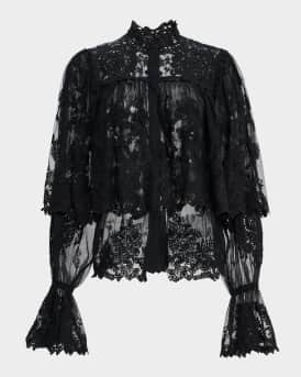 Kaylor Layered Embroidered Mesh Blouse