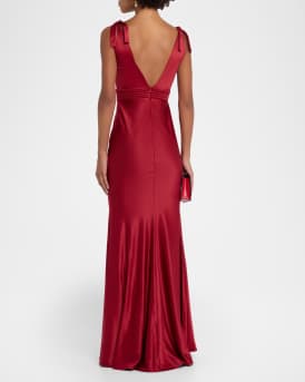 Beloved Deep V-Neck Stretch Satin Gown