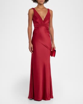 Beloved Deep V-Neck Stretch Satin Gown