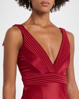 Beloved Deep V-Neck Stretch Satin Gown