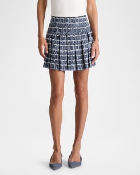 Emilie Frayed Textured Denim Tweed Mini Skirt