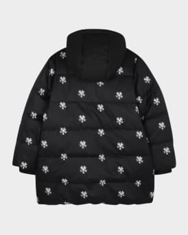Girl's Puffer Jacket With Jewels Print, Size 8-14