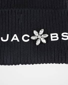 Girl's Rhinestone Logo Cotton Knit Beanie