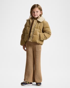 Girl's Corduroy Puffer Down Jacket, Size 2-6X