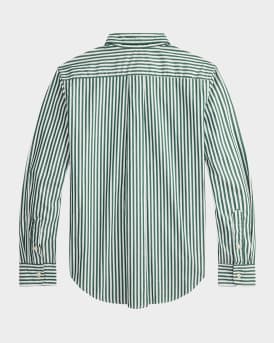 Boy's Striped Cotton Poplin Shirt, Size S-XL