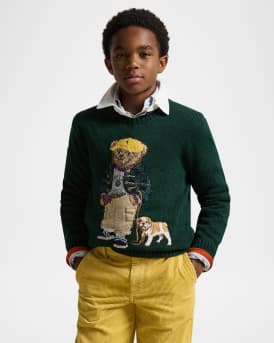 Boy's Polo Bear Crewneck Sweater, Size S-XL