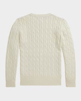 Boy's Combed Cotton Long-Sleeve Sweater, Size S-XL