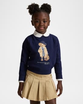 Girl's Polo Bear Fleece Sweatshirt, Size 2-6X