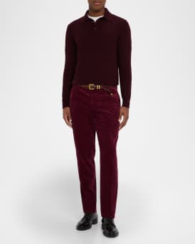 Men's Cashmere Long-Sleeve Polo Sweater