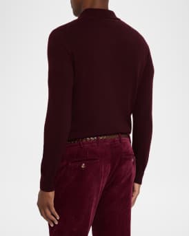 Men's Cashmere Long-Sleeve Polo Sweater