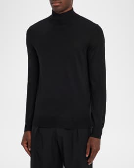 Men's Cashmere and Silk Mock Neck Sweater