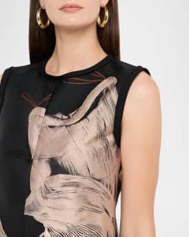 Dancing Pleat Jacquard Sleeveless Mini Dress