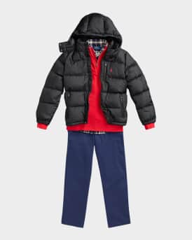 Boy's Recycled Nylon Puffer Bomber Jacket, Size S-XL