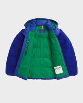 Boy's Hybrid Hooded Down Jacket, Size S-XL