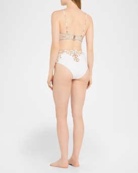 Ottoman Dynasty High Waist Bikini Bottoms with Pleated Waist Trim