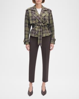 The Cropped Charles Countryside Plaid Trench Coat 