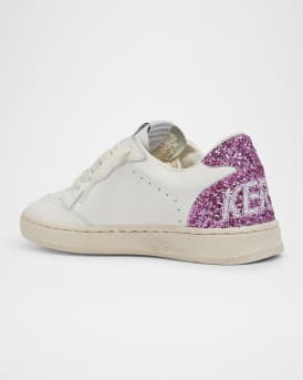 Girl's Ballstar Leather Glitter Star Sneakers, Baby/Toddler 