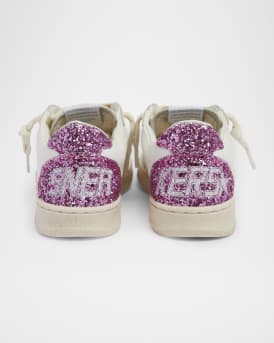 Girl's Ballstar Leather Glitter Star Sneakers, Baby/Toddler 