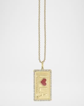 14K LA License Plate Charm on Heavy Tiffany Chain Necklace