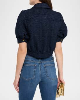 Cove Cropped Short-Sleeve Tweed Jacket