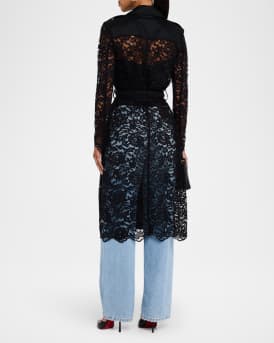 Amata Belted Lace Trench Coat