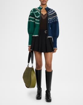 Linea Zip-Front Fair Isle Cardigan