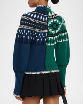 Linea Zip-Front Fair Isle Cardigan