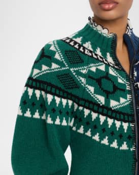 Linea Zip-Front Fair Isle Cardigan