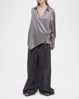Relaxed Silk Wrap Shirt 
