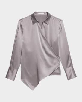 Relaxed Silk Wrap Shirt 