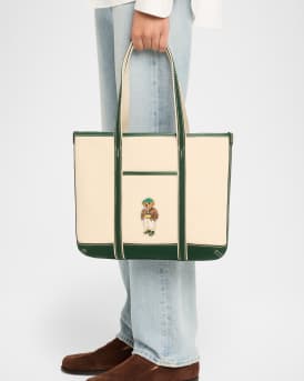 Polo Bear Canvas Small Shopper Tote Bag