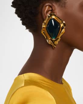 Oversized Organic Cabochon Earrings