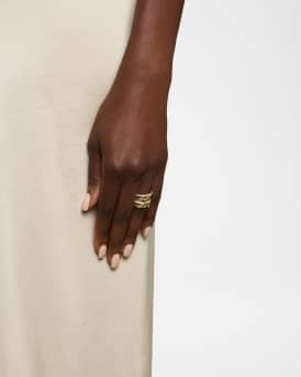 Halley Four Link Pave Ring in Yellow Gold and White Gold