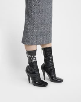 GIVENCHY Tape Shiny Leather Ankle Boots