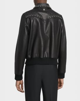 Men's Leather Crystal-Studded Western Blouson