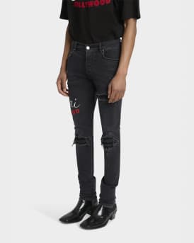 Men's D-Club Applique Distressed Skinny Jeans