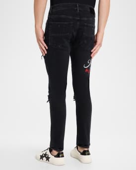 Men's D-Club Applique Distressed Skinny Jeans