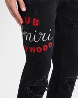 Men's D-Club Applique Distressed Skinny Jeans
