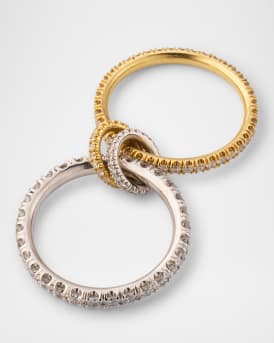 Cadence Pave Diamond Two Link Ring in Yellow Gold and White Gold