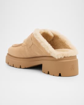 Benni Shearling-Lined Suede Mules