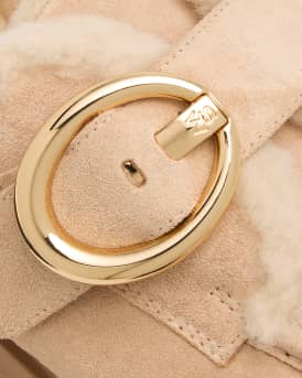 Benni Shearling-Lined Suede Mules