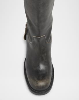 Dakota Burnished Leather Knee-High Moto Boots