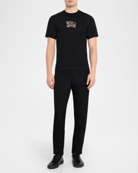 Men's Embroidered EKD Check Logo Slim-Fit Cotton T-Shirt