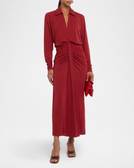 Seferina Draped Long-Sleeve Jersey Dress